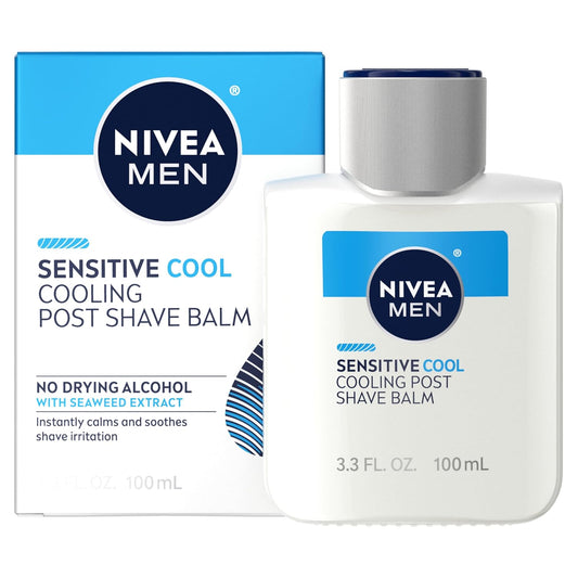 Nivea Men Sensitive Cool Cooling Post Shave Balm With Vitamin E, Chamomile And Seaweed Extracts, Alcohol Free After Shave Balm For Men, 3 Pack Of 3.3 Fl Oz Bottles