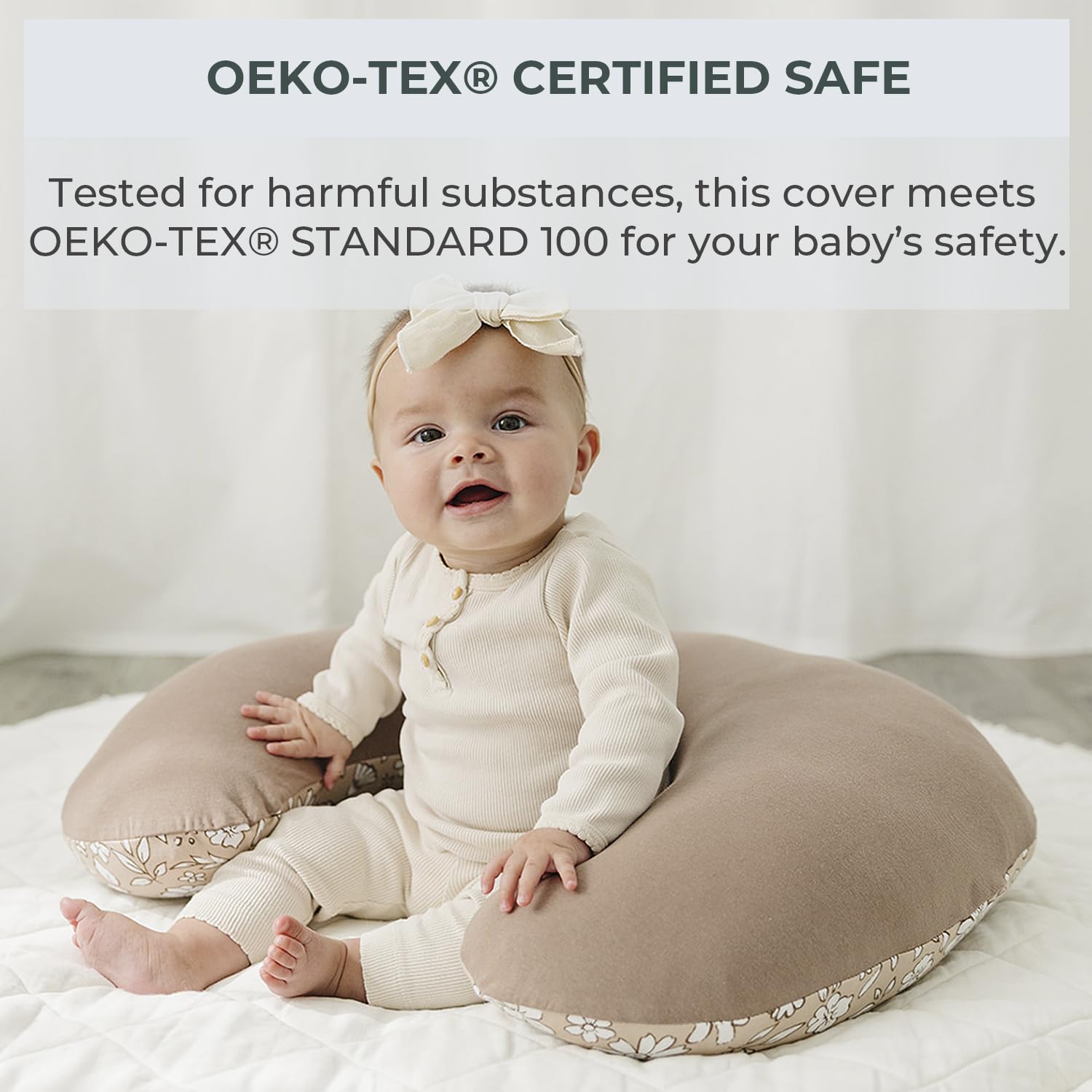 Pobibaby 1-Pack Premium Nursing Pillow Cover - Ultra Soft & Stretchy 96% Cotton, Breastfeeding Pillow Cover For Baby Boys And Girls (Meadow)