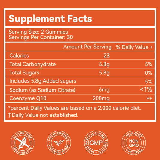 Coq10 Gummies 200Mg, Vegan Supplement For Energy Production, Non-Gmo, Gluten Free (120 Gummies)