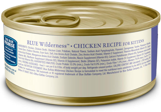 Blue Buffalo Wilderness Kitten, Canned Cat Food, (24, 3-Oz Cans)