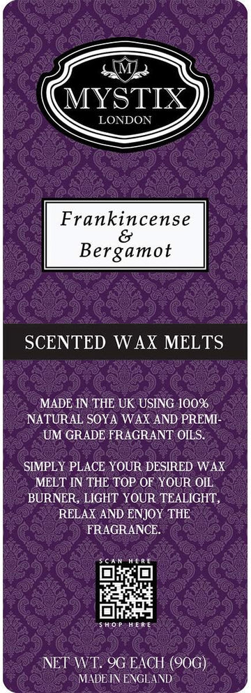 Mystix London | Frankincense & Bergamot - Wax Melts Clamshell 5 x 90g (50 cubes) | 100% Natural Soya Wax | Best Aroma for Home, Kitchen, Living Room and Bathroom | Perfect as a Gift | Handmade in UK