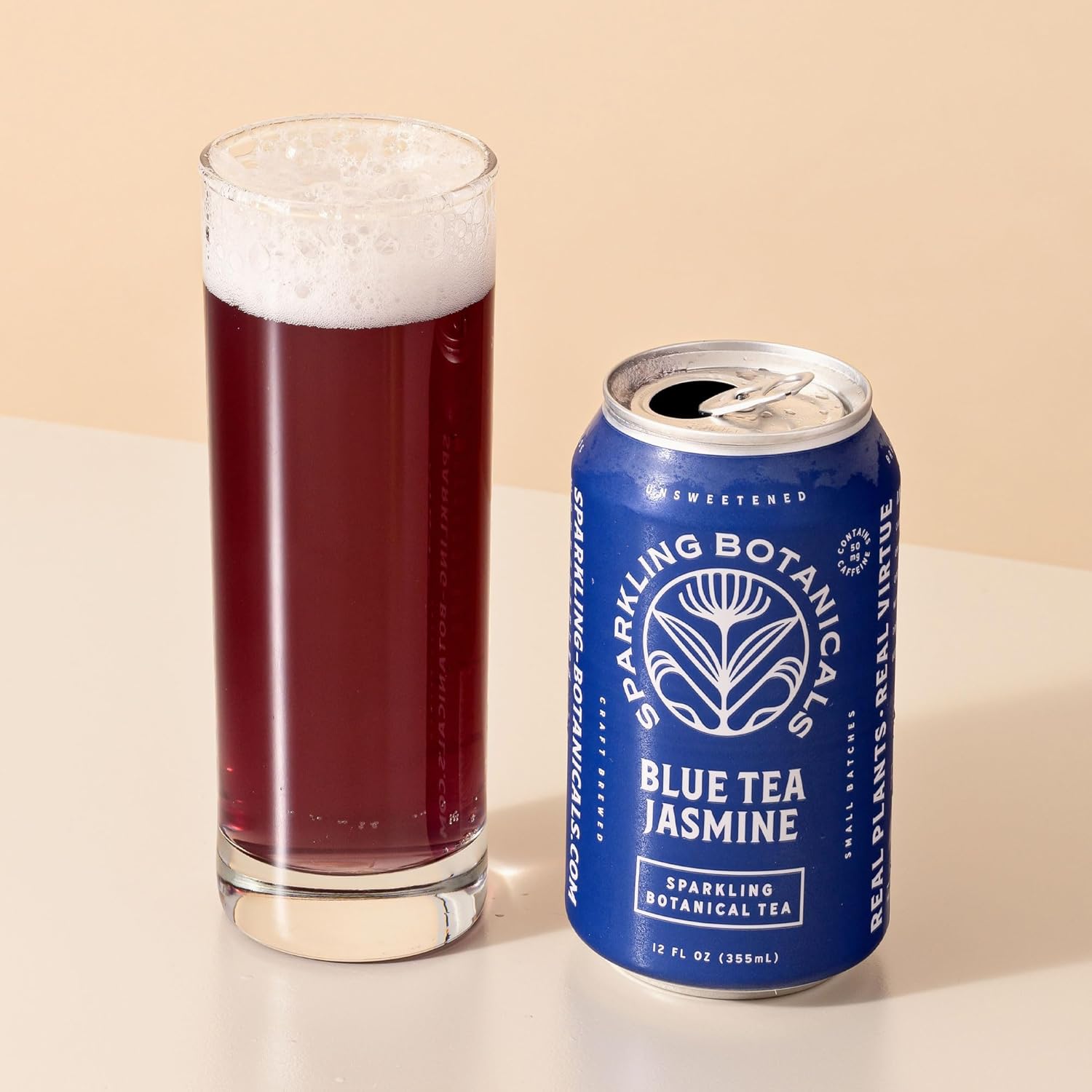 Rishi Tea Blue Jasmine Sparkling Botanicals Sparkling Water - Organic, Unsweetened, Zero Added Sugar, Caffeinated, Craft-Brewed From Real Plants - 12 Oz (Pack Of 12)