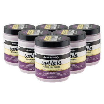 Aunt Jackie'S Curls And Coils Defining Custard For Natural Hair, Enriched With Shea Butter And Olive Oil, 15 Oz, 6 Pack