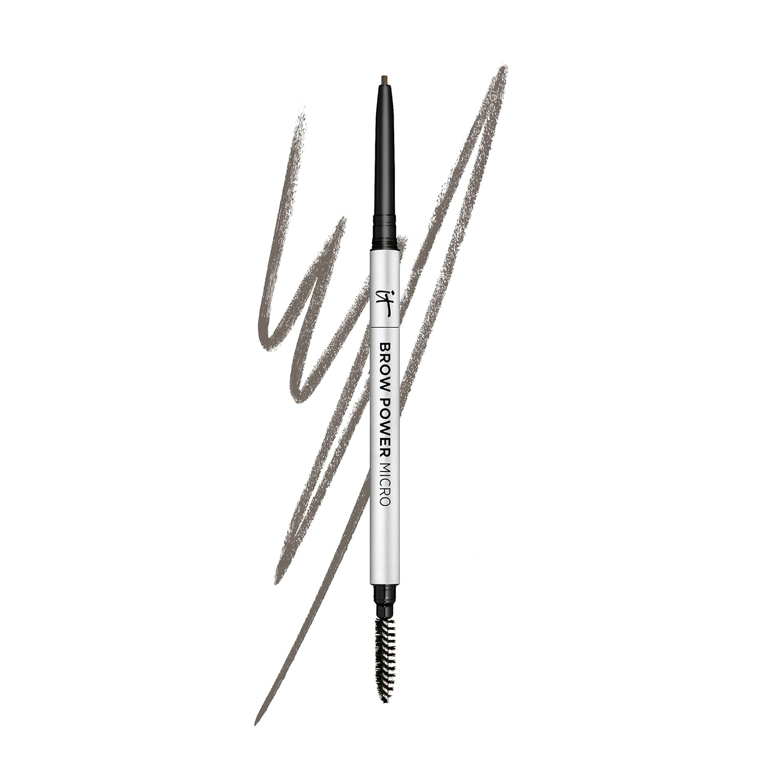 It Cosmetics Brow Power Micro, Universal Taupe - Universal Eyebrow Pencil - Mimics The Look Of Real Hair - Budge-Proof Formula - Built-In Spoolie - 0.017 Oz