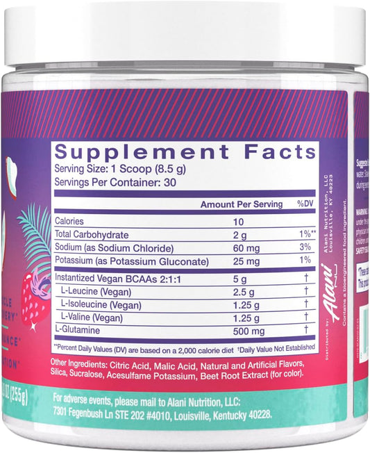 Alani Nu Bcaa Hawaiian Shaved Ice | Branch Chain Essential Amino Acids | 2:1:1 Formula | Supplement Powder | Muscle Recovery Vitamins For Post-Workout | 30 Servings