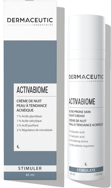 Dermaceutic Activabiome - Prone Skin Night Cream With Glycolic Acid Solution, Microbiota Regulator, Salicylic Acid And Purifying Active - 40 Ml