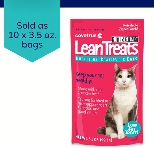 Covetrus Nutrisential Lean Treats for Cats - Soft Cat Treats for Small, Medium, Large Cats - Nutritional Low Fat Bite Size Feline Treats - Chicken Flavor - 10 Pack - 3.5oz