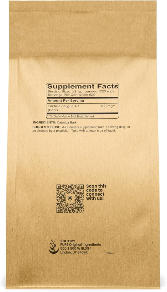 Pure Original Ingredients Catuaba Bark Extract (1 Lb), 4: 1 Extract, Fine Powder, Dietary Supplement