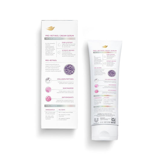 Dove Body Cream Serum Pro-Retinol + Firming For Elasticity And Firmness,With Collagen Peptides, Niacinamide And Antioxidants Lotion, 8 Oz