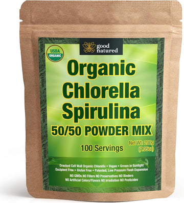 Organic Spirulina and Chlorella Powder 50/50 Mix - 3 Month Supply - Vegan & Non-GMO Chlorella and Spirulina Powder