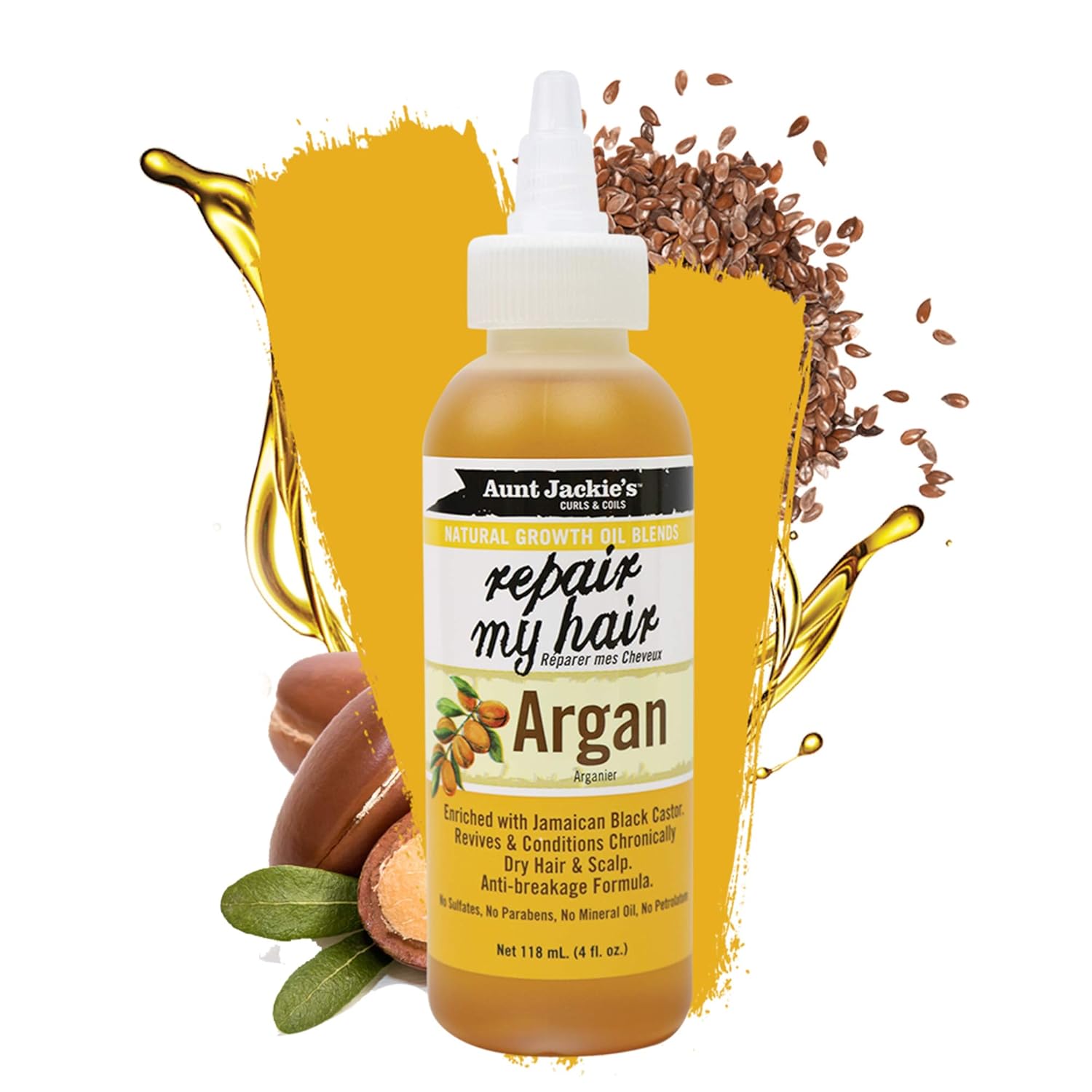 Aunt Jackie's Natural Growth Oil Blends Repair My Hair - Argan, Revives and Conditions Chronically Dry Hair and Scalp, Anti-Breakage Formula, 4 oz : Beauty & Personal Care