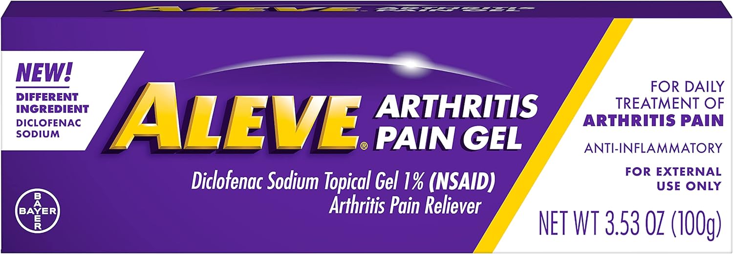 Aleve Arthritis Pain Gel, Diclofenac Sodium Topical Gel 1% (NSAID), Arthritis Pain Relief, Topical Pain Relief Gel, 100 g Tube, 3.53 oz