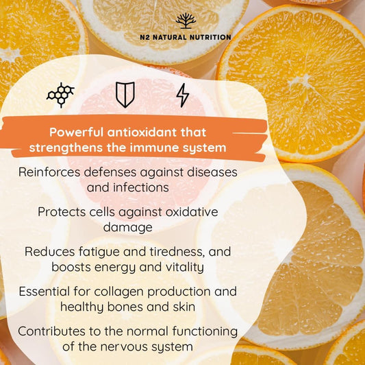 Vitamin C Tablets 1000Mg High Dose + Bioflavonoids - High Strength Natural Vit C Complex Adults Ascorbic Acid - Immune Support. 180 Capsules. N2 Natural Nutrition