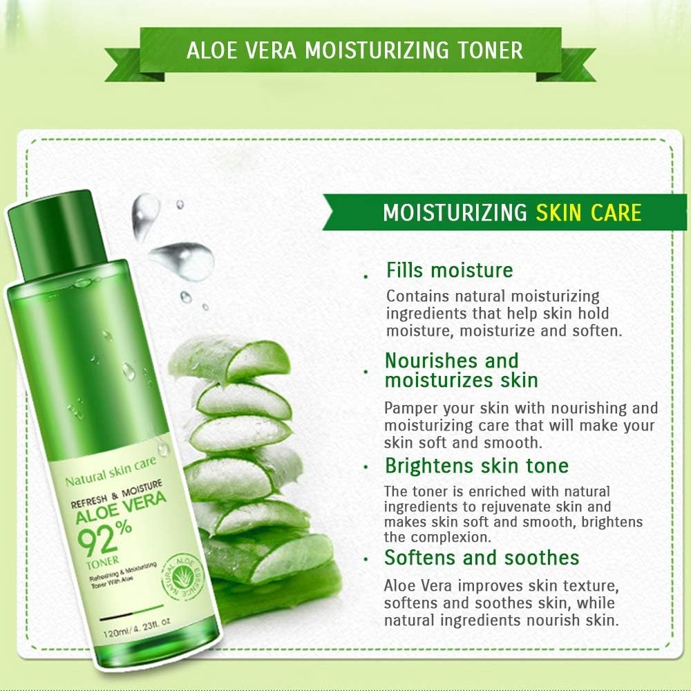 Bioaqua 92% Aloe Vera Refresh Moisturizing Toner Natural Plant Skin Care 120Ml : Beauty & Personal Care