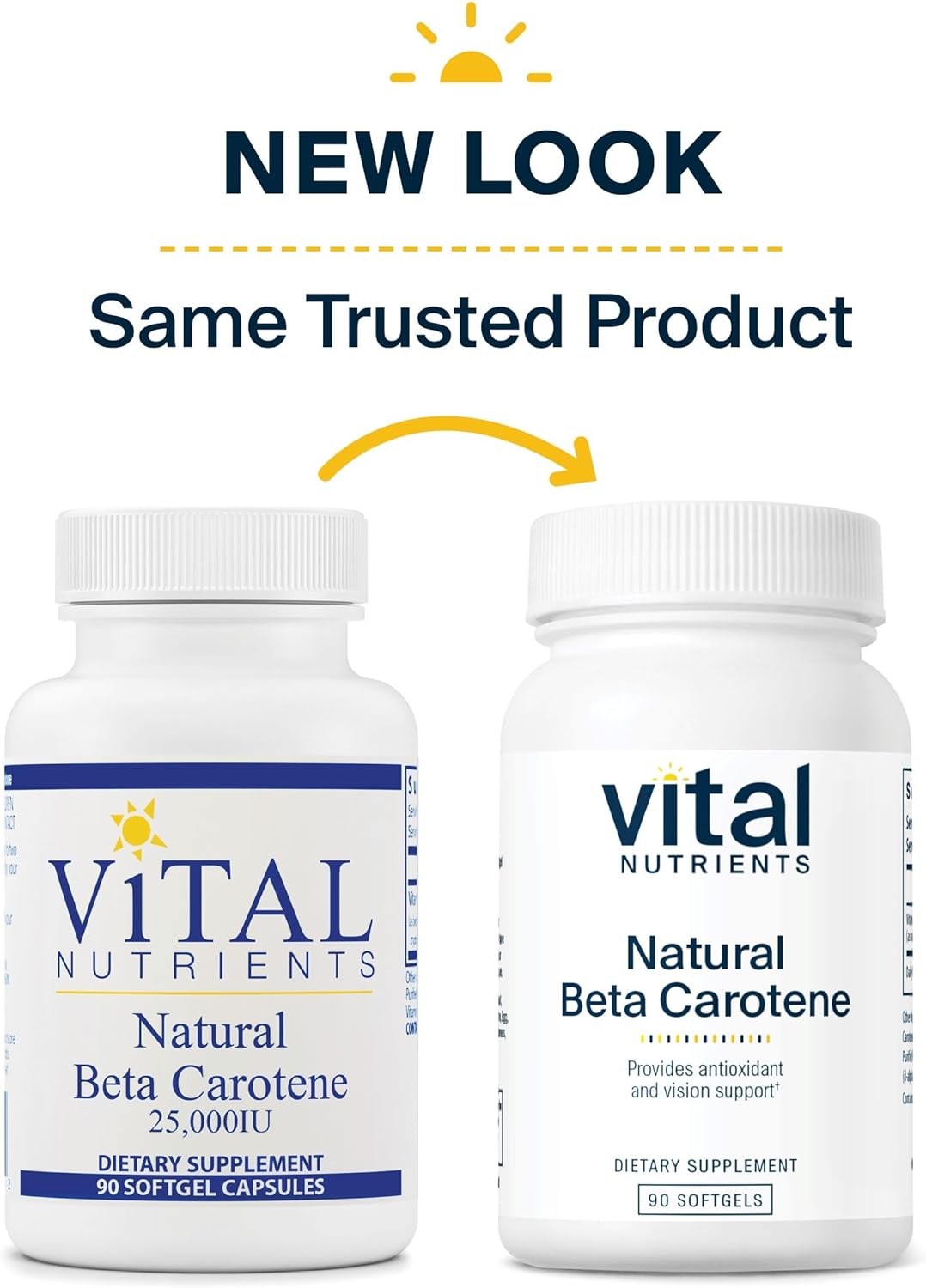 Vital Nutrients - Natural Beta Carotene - Precursor to Vitamin A - Antioxidant - Vision, Skin, and Reproductive Health Support - 90 Softgels per Bottle - 25,000 IU : Health & Household