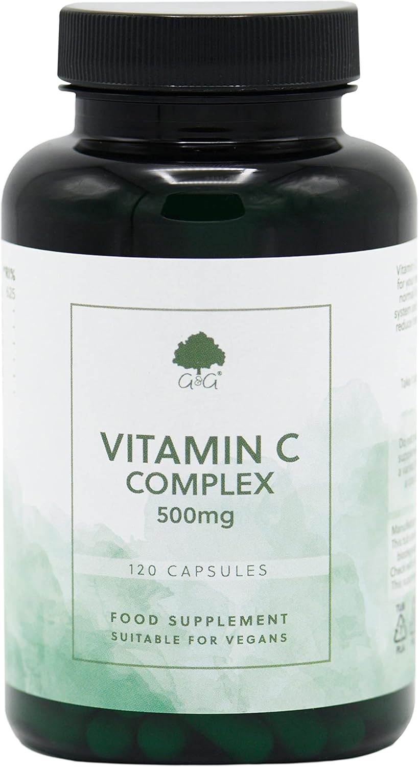 Vitamin C Complex | 500Mg Vitamin C Per Capsule | 120 Vegan Capsules | With Rose Hip And Acerola | G&G Vitamins