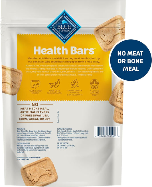 Blue Buffalo Health Bars Crunchy Dog Biscuits, Oven-Baked Dog Treats Made With Natural Ingredients, Bananas & Yogurt, 16-Oz. Bag