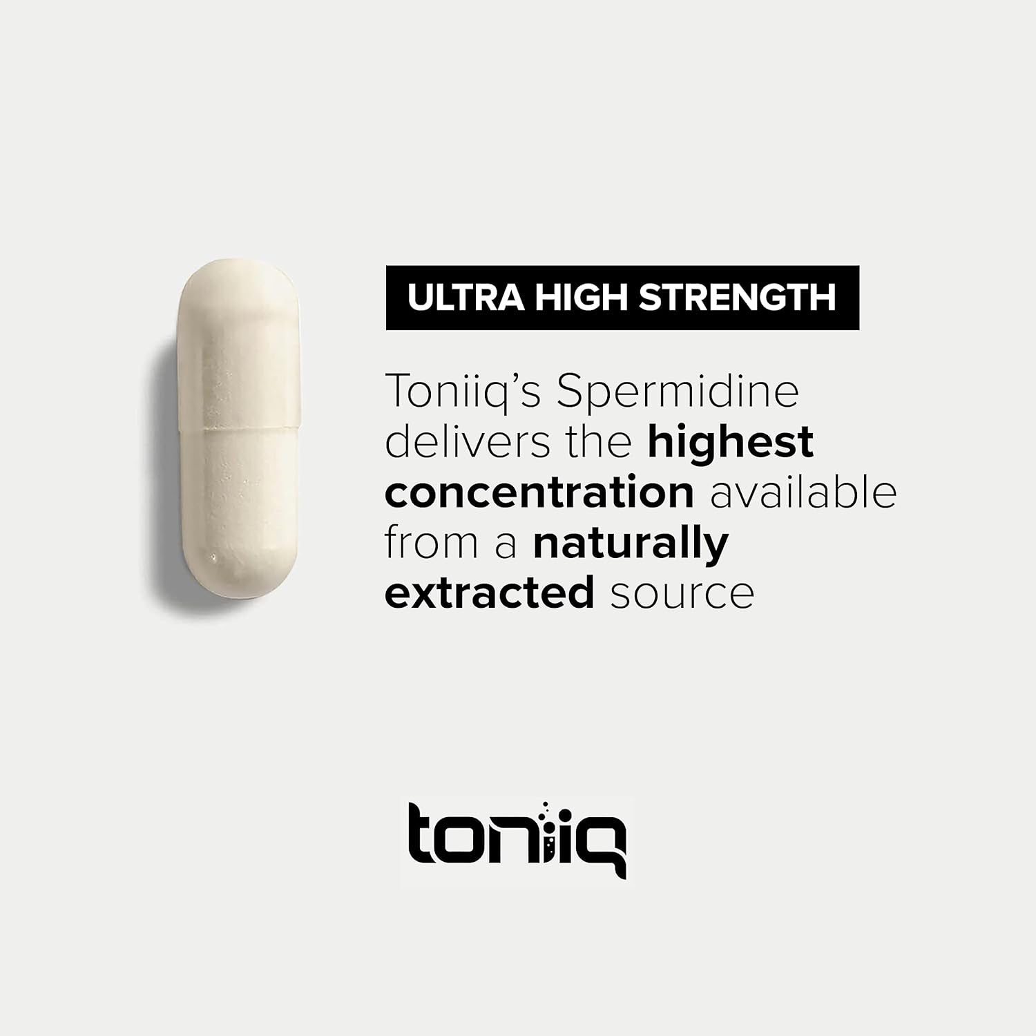 Toniiq Ultra Concentrated 500mg Spermidine Supplements for Men and Women - Non-Synthetic Spermidine Standardized to No Less Than 1% Spermidine - 5mg Spermidine per Serving Rice Germ Extract : Health & Household