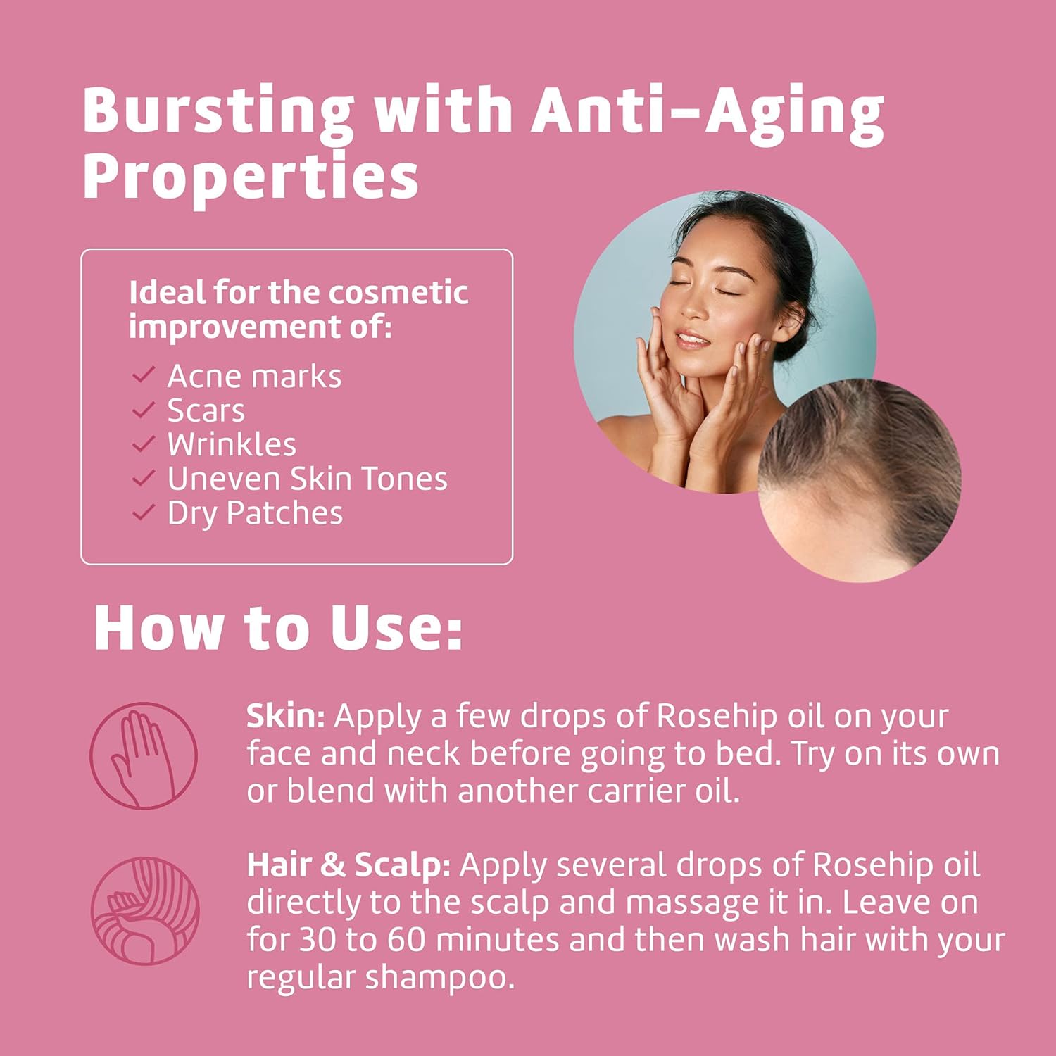 De La Cruz Rosehip Oil, 100% Pure Unrefined Cold-Pressed Chilean Rosehip Seed Oil, Moisturizer To Reduce Fine Lines, Wrinkles 1Fl Oz : Beauty & Personal Care