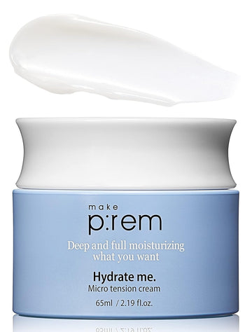 Makeprem Hydrate Me Micro Tension Cream Moisturizing Water Cream Hydrate Smooth No-Sticky - Dry Extra-Dry Sensitive Oily Aging Acne-Prone Skin Hyaluronic Acid Raspberry 2.19 Fl Oz Korean Skincare