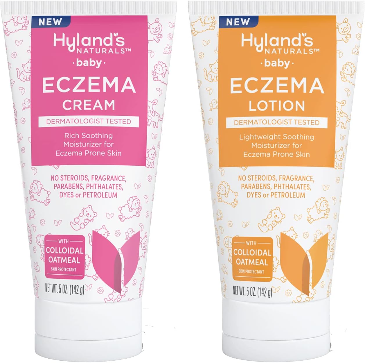 Hyland's Naturals Baby Eczema Cream + Hyland's Naturals Baby Eczema Lotion, for Eczema Prone Skin, With Colloidal Oatmeal, 10 ounce (2x 5 Ounce)