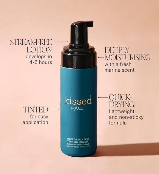 Mii Cosmetics Kissed Effortlessly Easy Tanning Lotion, Hydrates Skin & Offers Flawless, Streak Free Tan, Dark, 150Ml