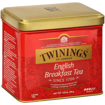 Twinings English Breakfast Loose Tea Tins, 7.05 Ounce Tins (Pack Of 1), Smooth, Flavourful, Robust Black Tea Leaves, Caffeinated, Enjoy Hot Or Iced