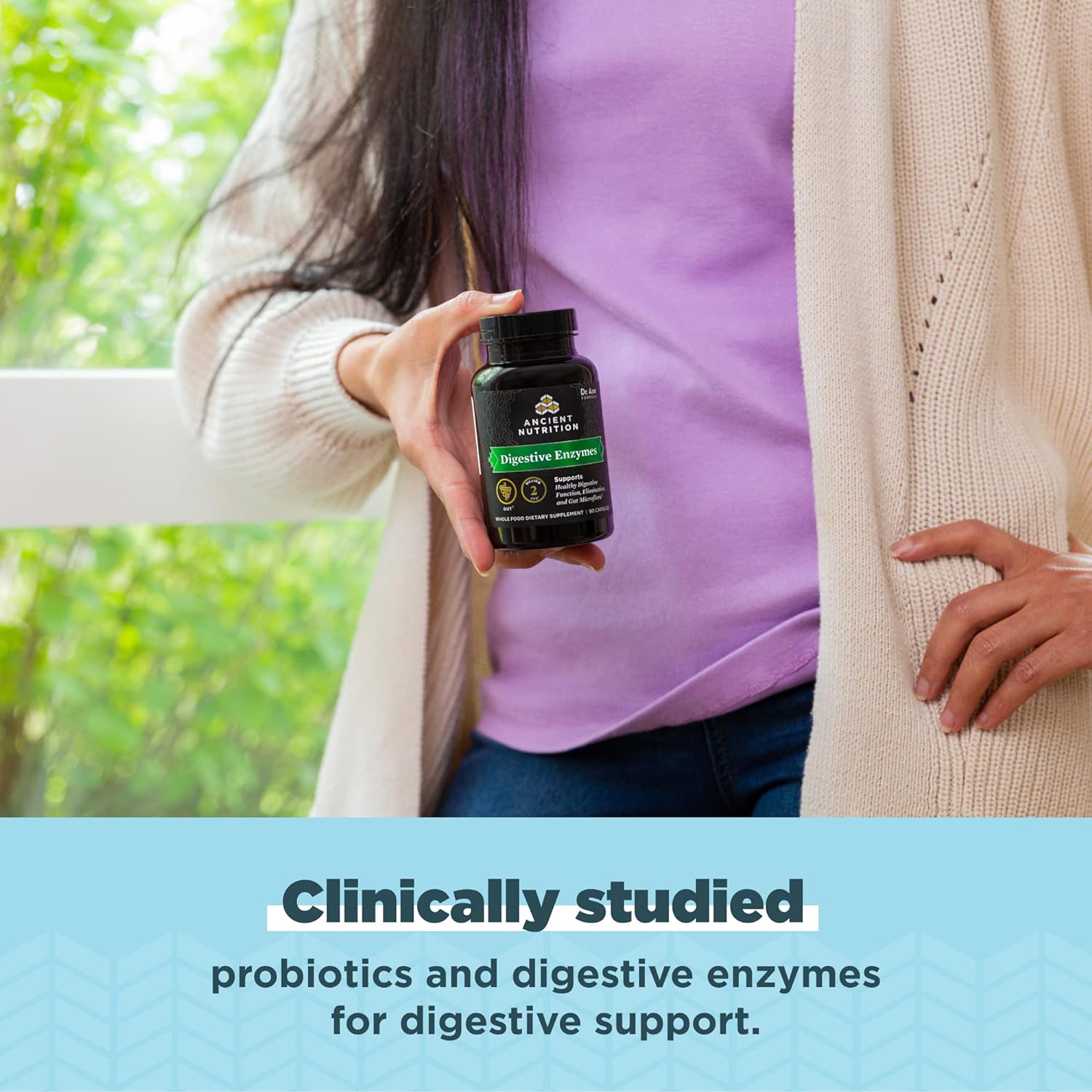 Ancient Nutrition Digestive Enzymes, Supports Gut Health, Promotes Healthy Digestive Function, 90 Ct : Health & Household