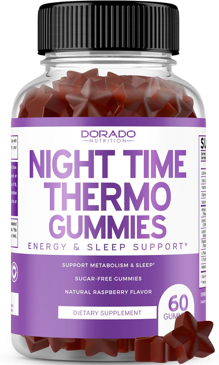 Night Time Fat Burner Gummies (60 Count) Weight Loss Gummies & Metabolism Gummies - Sugar Free - Delicious Raspberry Flavor - Melatonin Sleep Gummy - Vegan - 3Rd Party Tested - Usa Made - (60 Gummies)