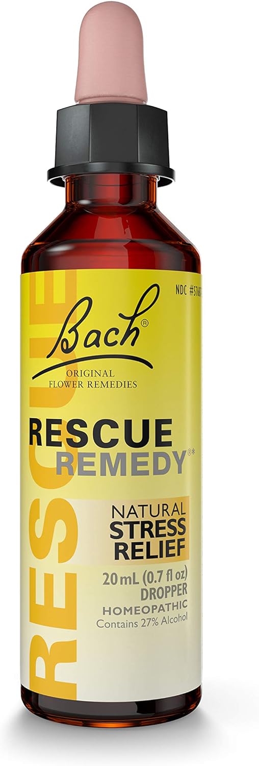 Bach Rescue Remedy Dropper 20Ml, Natural Stress Relief, Homeopathic Flower Essence, Vegan, Gluten & Sugar-Free, Non-Habit Forming