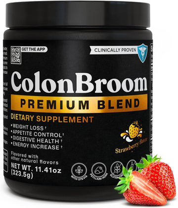 Colonbroom Premium Weight Management Supplement (Strawberry) - Colon Broom Psyllium Husk Fiber Powder Drink - Gluten Free, Non-Gmo Colon Cleanse For Bloating Relief & Gut Health, 200 Servings