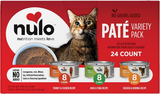 Nulo Freestyle Grain-Free Cat & Kitten Wet Pate Canned Food With 5 High Animal-Based Proteins And Vitamins To Support A Healthy Immune System And Lifestyle, Variety Pack, 5.5 Oz, 24-Count