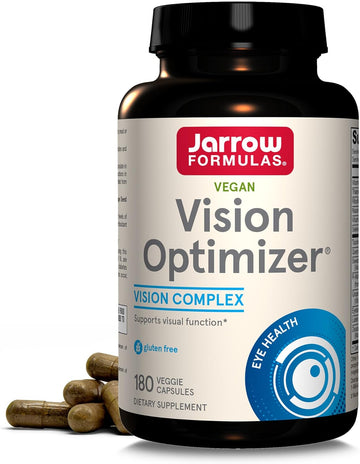 Jarrow Formulas Vision Optimizer Veggie Capsules - 180 Count - Eye Supplement - Dietary Supplement - With Grape Seed Extract, Lutein & Zeaxanthin, Quercetin & More - Non-Gmo - Gluten Free