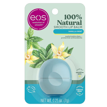 eos 100% Natural Lip Balm- Vanilla Mint, All-Day Moisture, Made for Sensitive Skin, Lip Care Products, 0.25 oz