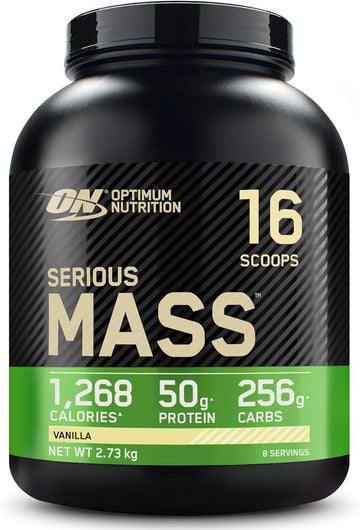 Optimum Nutrition Serious Mass Protein Powder High Calorie Mass Gainer With Vitamins, Creatine And Glutamine, Vanilla, 8 Servings, 2.73 Kg, Packaging May Vary