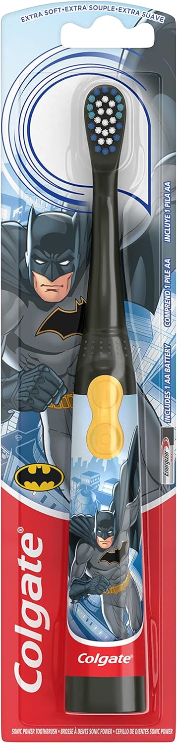 Colgate Kids Battery Powered Toothbrush, Batman, Extra Soft Toothbrush, Ages 3 and Up, 1 Pack , Colors May Vary