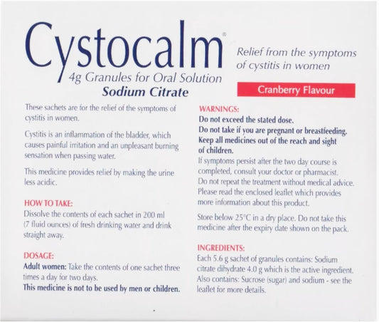 Cystitis Relief Sachets | Fast-Acting Cystitis Treatment For Women | Pack Of 4X6 For Effective Urinary Tract Support
