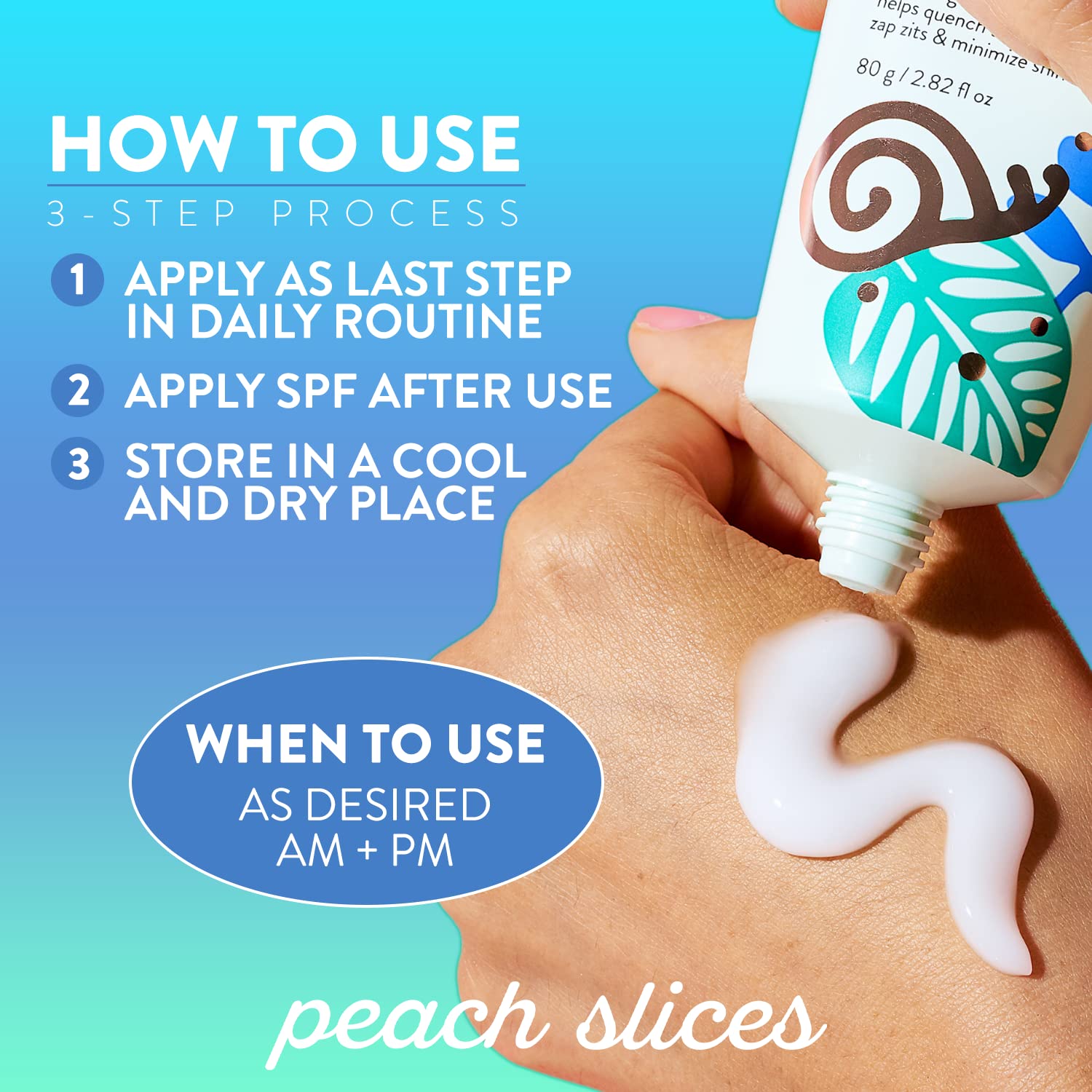 Peach Slices | Snail Rescue All-in-One Oil Free Face Moisturizer | 95% Snail Mucin | Lightweight, Long-Lasting Hydration | Silicone-Free | Face Cream | Skin Care | Clean & Cruelty-Free | 2.82 oz : Beauty & Personal Care