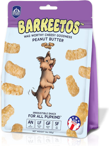 Barkeetos Peanut Butter | Made With Real Himalayan Cheese And Peanuts |Protein Rich - Lactose Free - Gluten Free - Grain Free | Usa Made | For All Breeds | 3 Oz Of Droolicious, Crunchy Goodness