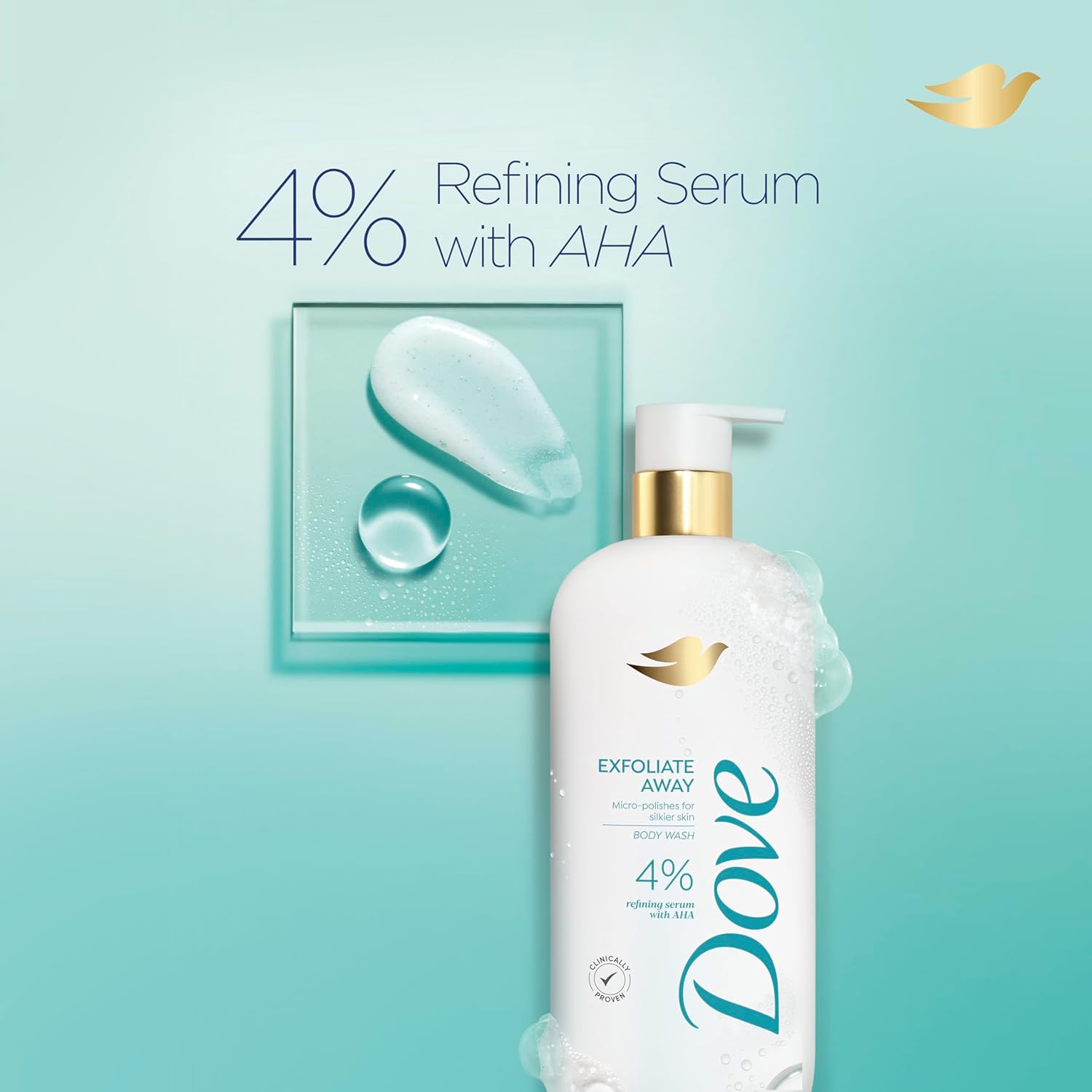 Dove Body Wash Exfoliate Away Micro-polishes for silkier skin 4% refining serum with AHA 18.5 oz : Beauty & Personal Care