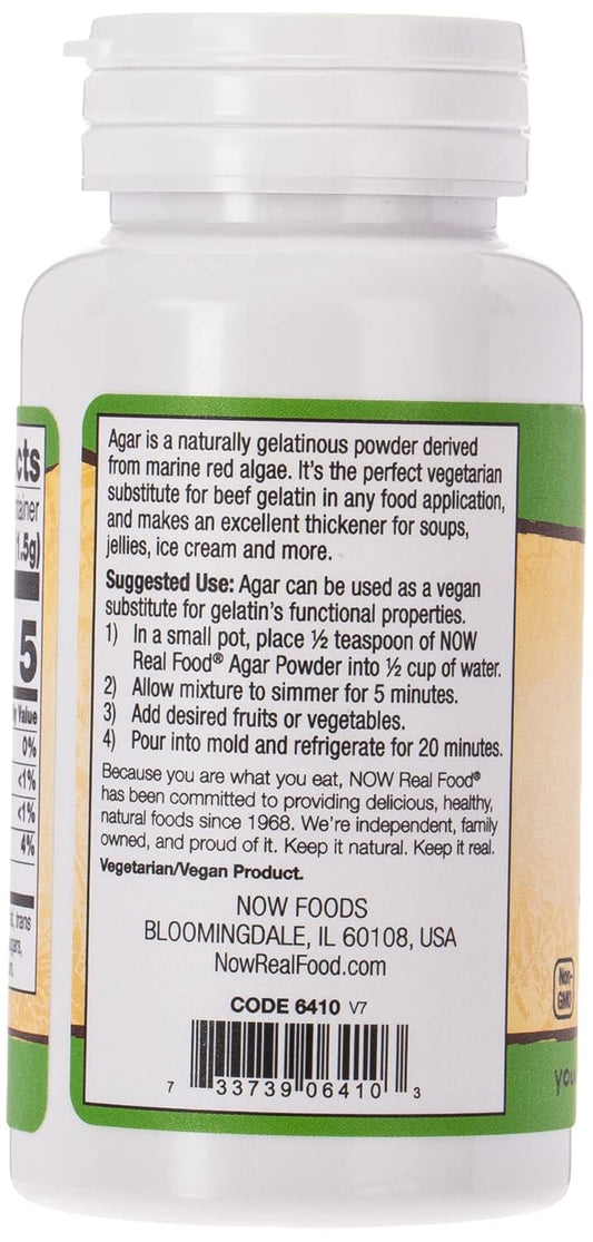 NOW Foods, Agar Pure Powder, Vegetarian Substitute for Gelatin, Gluten-free, Kosher, 2-