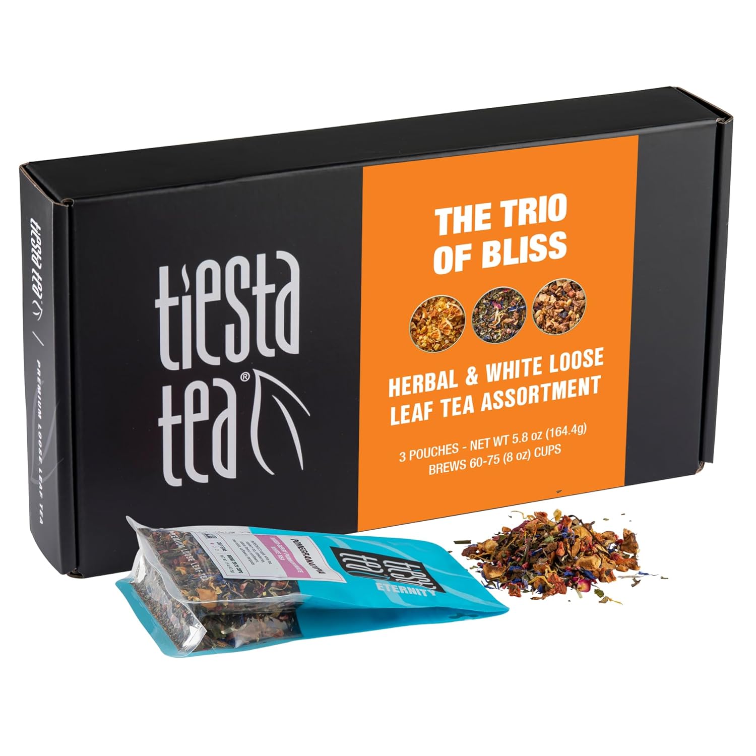 Tiesta Tea - Herbal Loose Leaf Tea Gift Box | Medium To Non Caffeinated Tea Variety Pack | Make Hot & Iced Tea | 3 Pouches Of Assorted Tea Blends With Herbal, White & Fruit Tea Bags