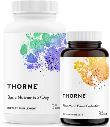 Thorne Daily Essentials Bundle - Basic Nutrients 2/Day & Floramend Prime Probiotic - Multivitamin + Probiotic Support - 30 Servings