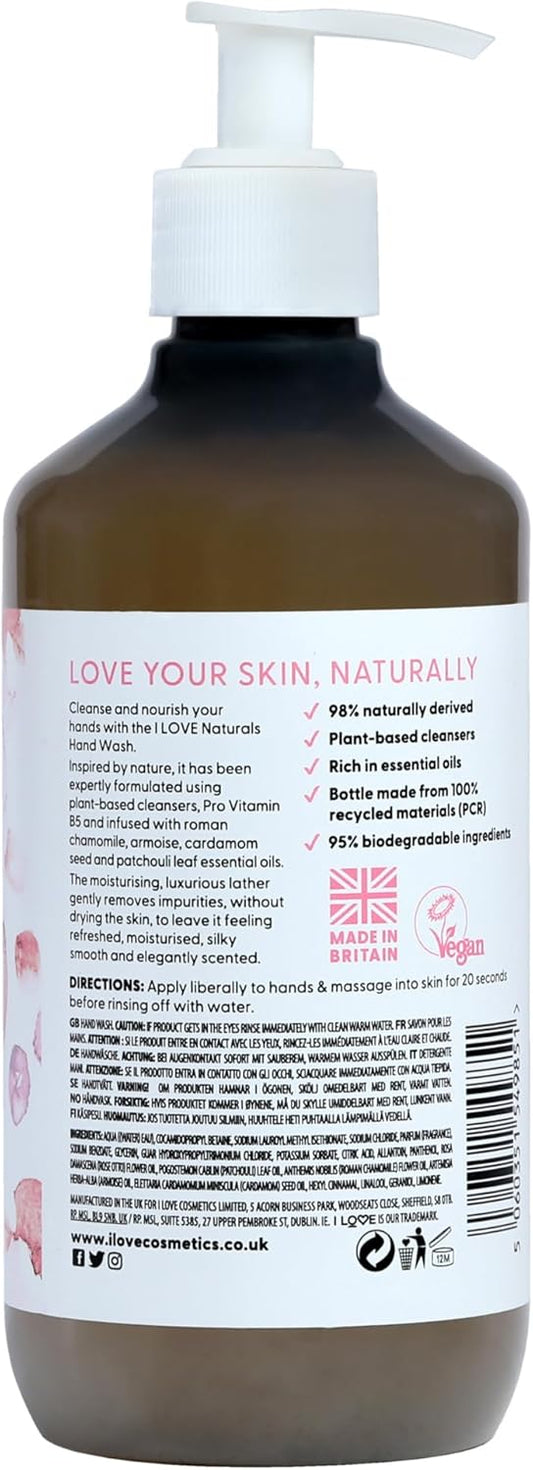 I Love Naturals Rose & Argan Hand Wash, Natural Oils Of Rose & Patchouli, Gently Removes Impurities, Refreshing & Cleansing Formula, 500ml : Amazon.co.uk: Beauty