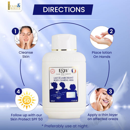 F&W Original Body Clearing Milk - 17 Fl Oz, Dry Skin Moisturizer For Fair Skin Tones