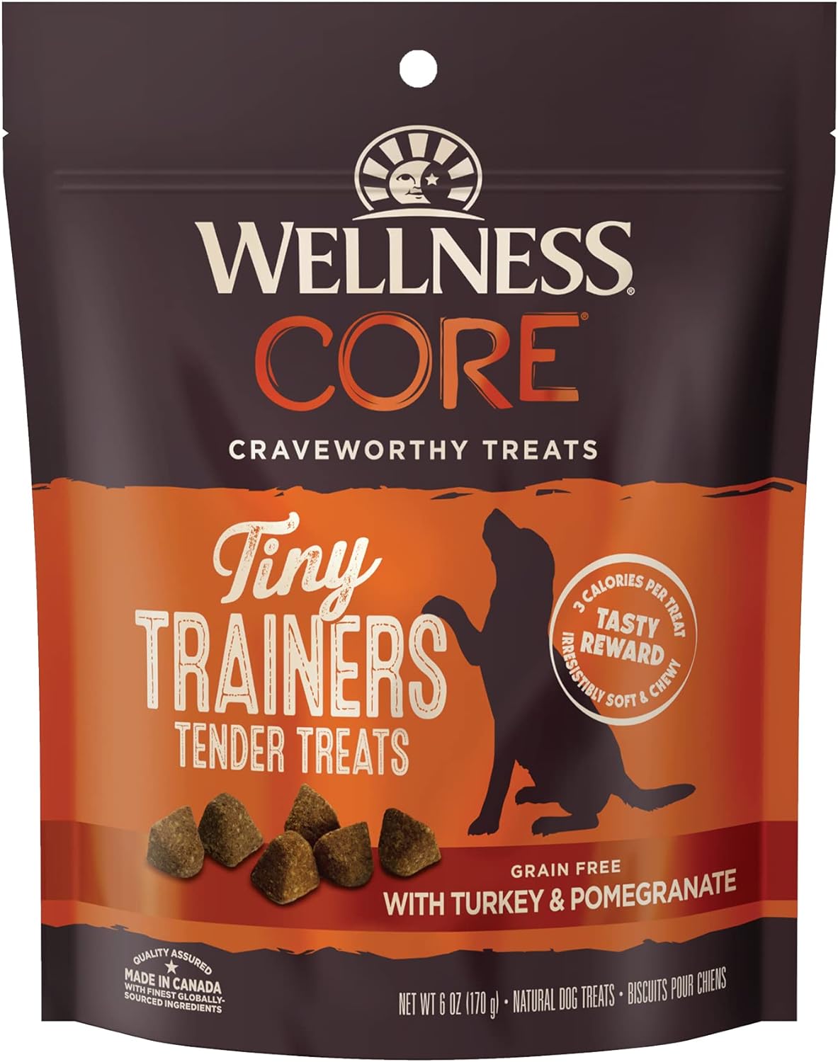 Wellness CORE Soft Tiny Trainers (Previously Petite Treats), Natural Grain-Free Dog Treats for Training, Made with Real Meat, No Artificial Flavors (Turkey & Pomegranate, 6 Ounce Bag)