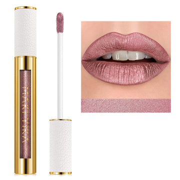 Maki Yika Red Lipstick For Women Metallic Lipsticks Glitter Long Lasting Lipstick No Smudge No Transfer Liquid Pink Lip Gloss (Br05 Victoria)