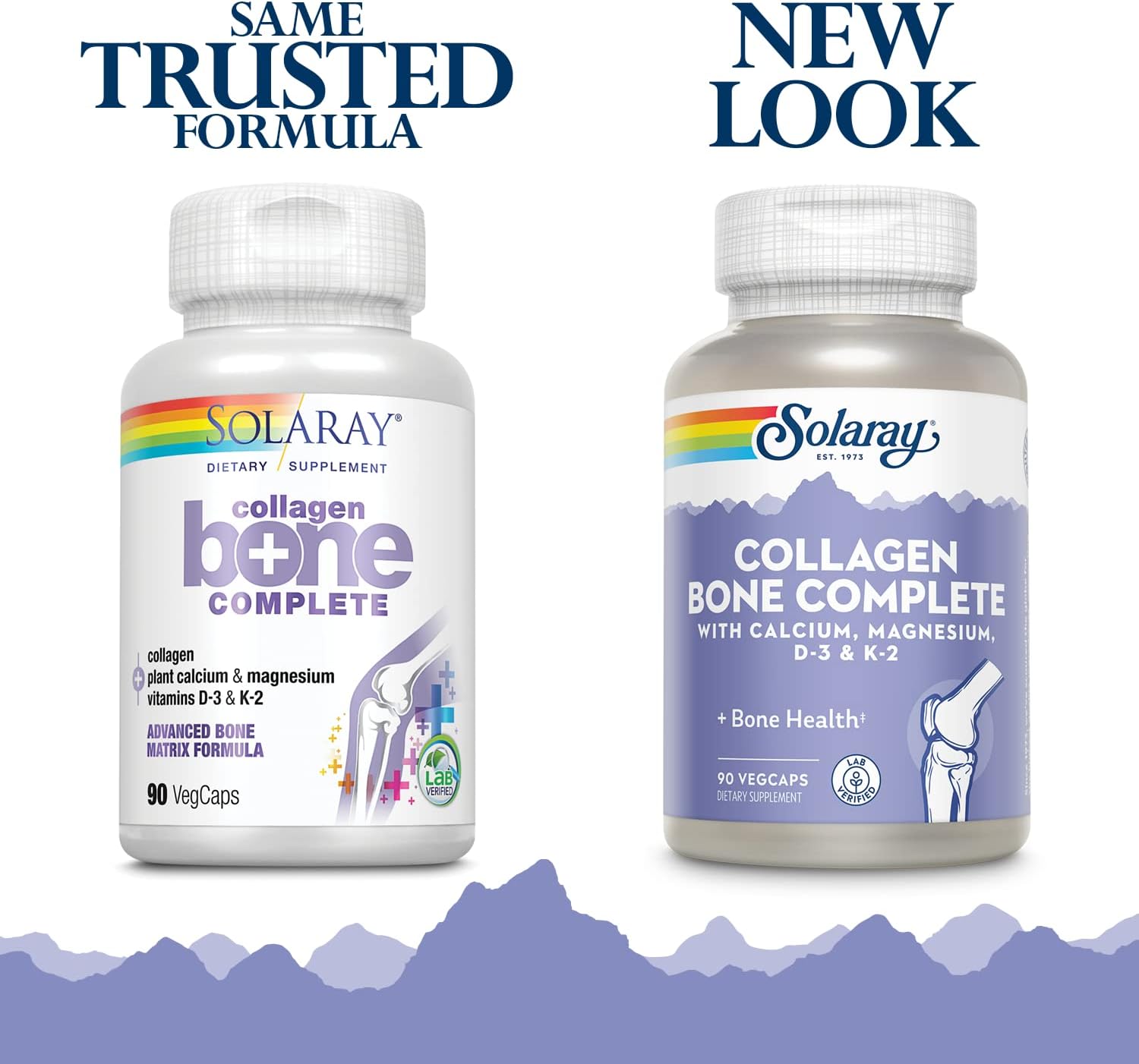 SOLARAY Collagen Bone Complete | Advanced Bone Matrix Formula with Plant Calcium & Magnesium | 30 Servings | 90 VegCaps