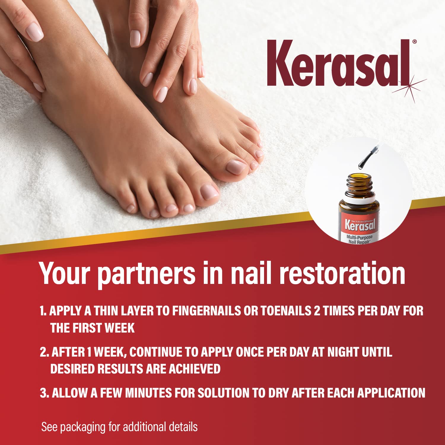 Kerasal Multi-Purpose Nail Repair, Nail Solution For Discolored And Damaged Nails, 0.43 Fl Oz : Beauty & Personal Care