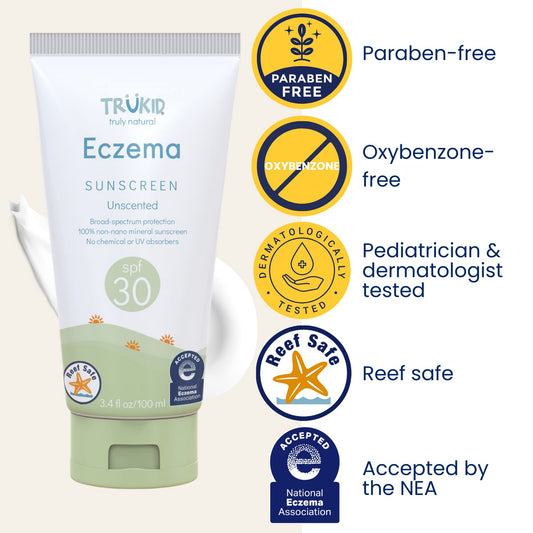 TruKid NEA-Accepted Eczema Relief Bundle | Skin Cream and Sunscreen | All Natural Ingredients, Unscented, Hydrates, Moisturizes and Protects Irritated & Sensitive Skin | Two Products